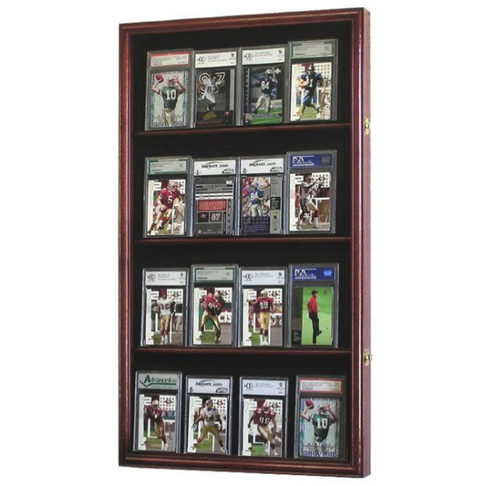 16 Graded Trading Sports Baseball Pokemon Card Display Case UV Protection Cherry Wood