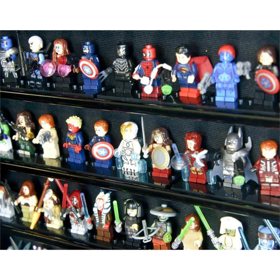 70 Mini Figures / Miniatures / Figurines Display Case Cabinet UV Protection Lego Black Wood