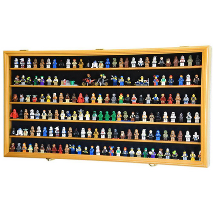 180 Mini Figures / Miniatures / Figurines Display Case Cabinet UV Protection Lego Oak Wood