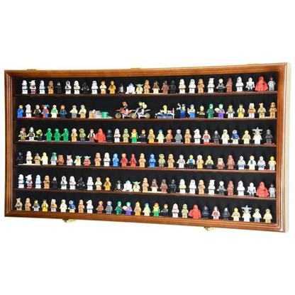 180 Mini Figures / Miniatures / Figurines Display Case Cabinet UV Protection Lego Walnut Wood
