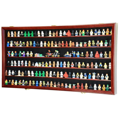 180 Mini Figures / Miniatures / Figurines Display Case Cabinet UV Protection Lego Cherry Wood