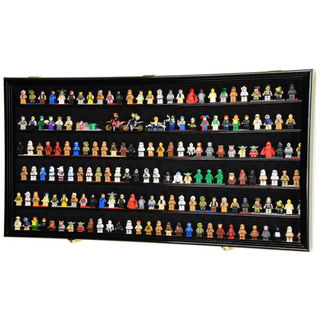 180 Mini Figures / Miniatures / Figurines Display Case Cabinet UV Protection Lego Black Wood