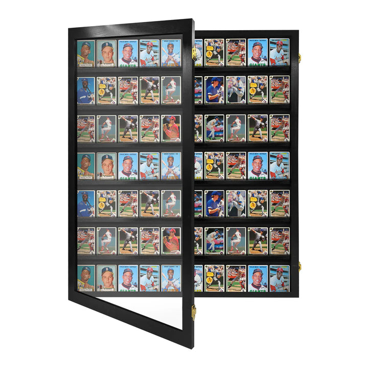 Sports Trading Card Wall Display Ungraded Case Display Cabinet Made in USA Black Wood