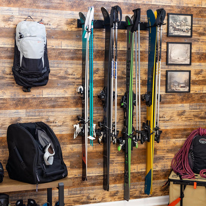 Wall Mounted Ski Storage Rack (Holds 8 Pairs of Skis)