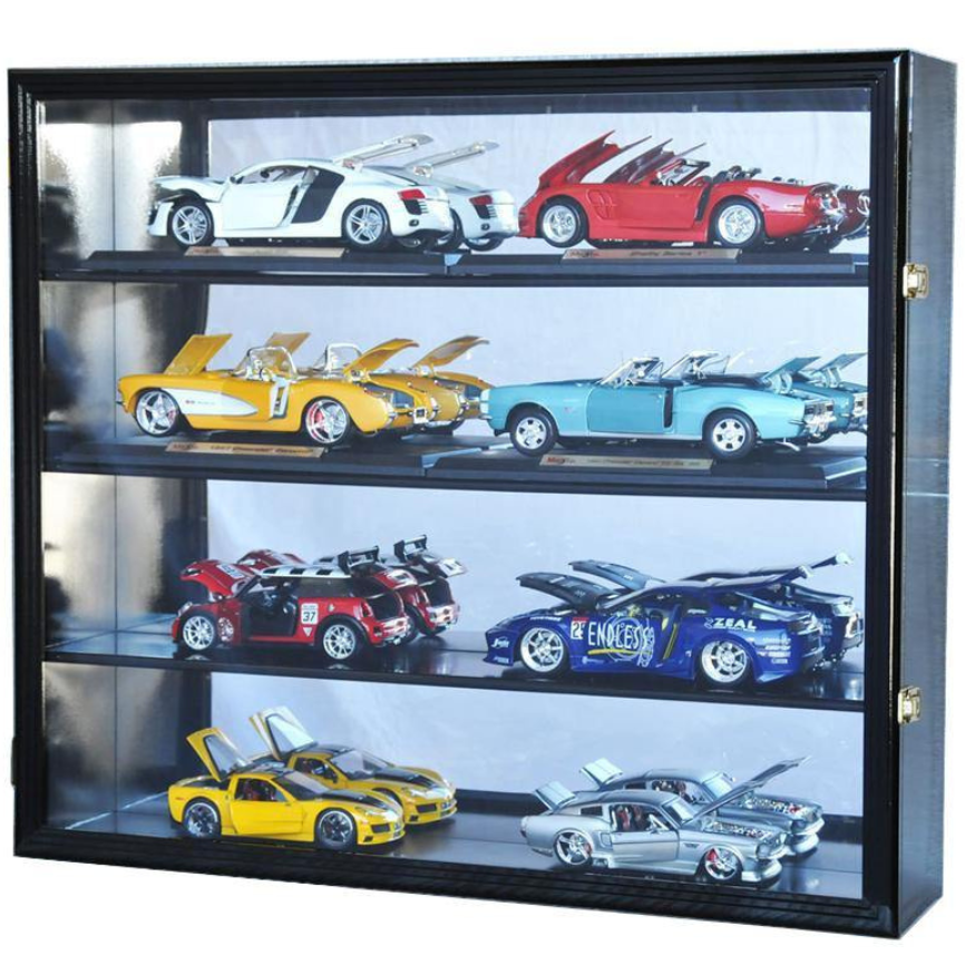1/18 Scale Diecast Car Display Case Cabinet UV Protection Black