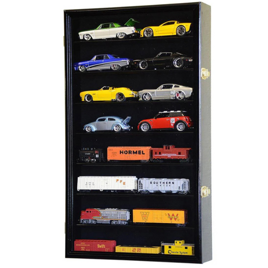 Large 1/24 Scale Diecast Car Display Case Cabinet UV Protection Black