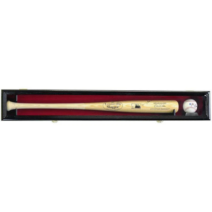 1 Baseball Bat Display Case Cabinet UV Protection Black Wood