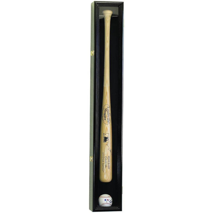 1 Baseball Bat Display Case Cabinet UV Protection Black Wood