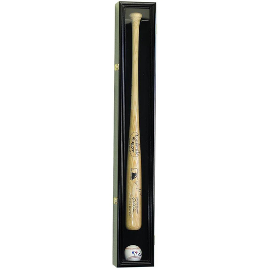 1 Baseball Bat Display Case Cabinet UV Protection Black Wood