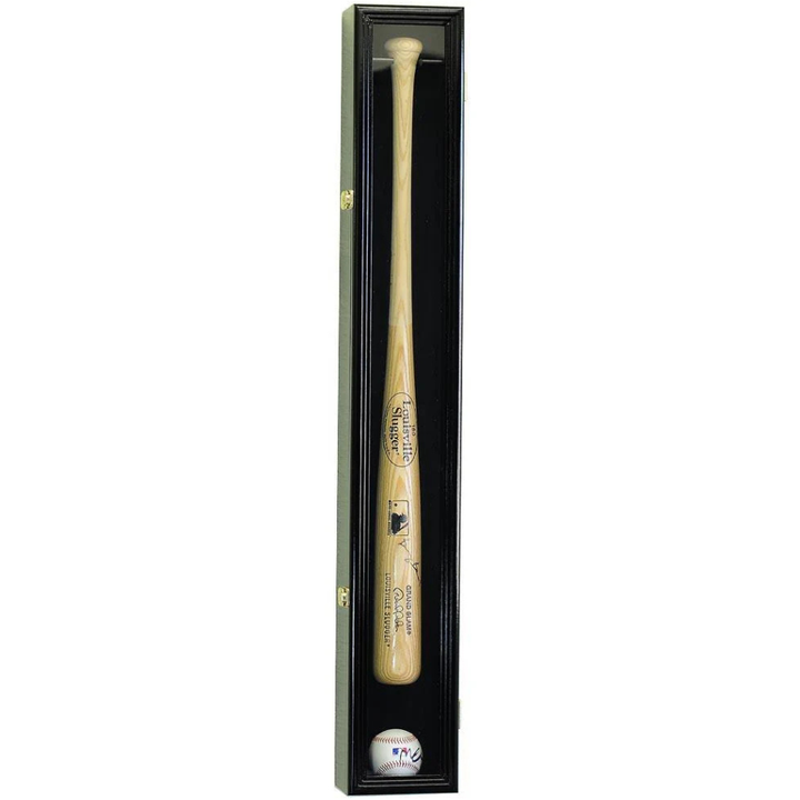 1 Baseball Bat Display Case Cabinet UV Protection Black Wood