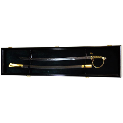 1 Sword and Scabbard Display Case Cabinet UV Protection Black Wood