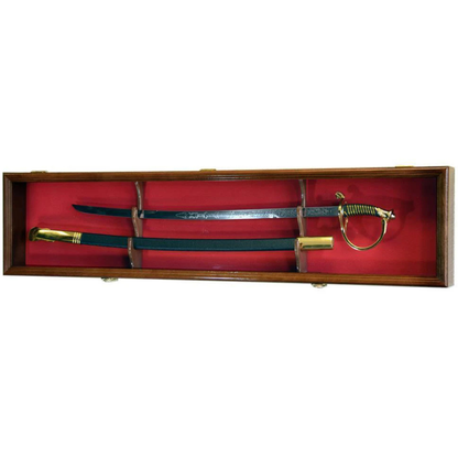 1 Sword and Scabbard Display Case Cabinet UV Protection Walnut Wood