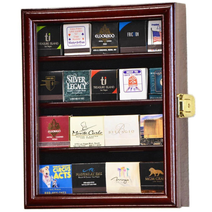 20 Matches Matchbook Display Case Cabinet UV Protection Cherry Wood