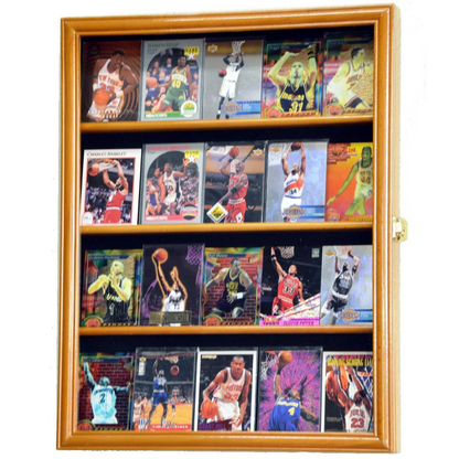 20 Ungraded Trading Sports Baseball Pokemon Card Display Case UV Protection Oak Wood