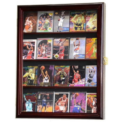 20 Ungraded Trading Sports Baseball Pokemon Card Display Case UV Protection Cherry Wood