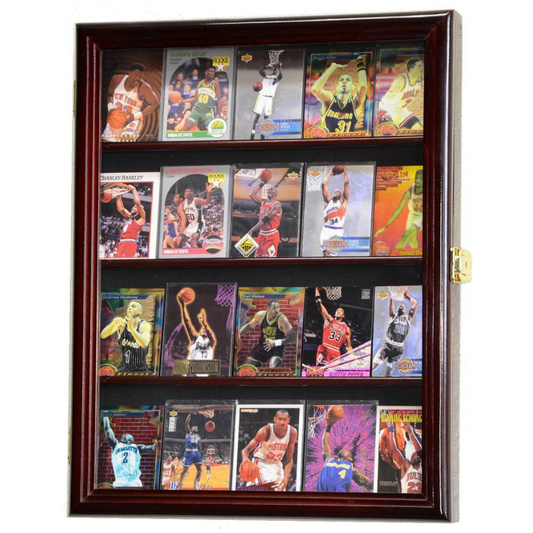 20 Ungraded Trading Sports Baseball Pokemon Card Display Case UV Protection Cherry Wood