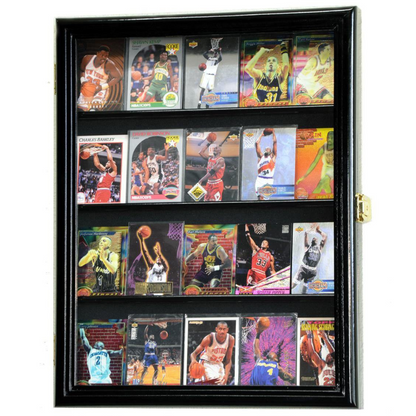 20 Ungraded Trading Sports Baseball Pokemon Card Display Case UV Protection Black Wood