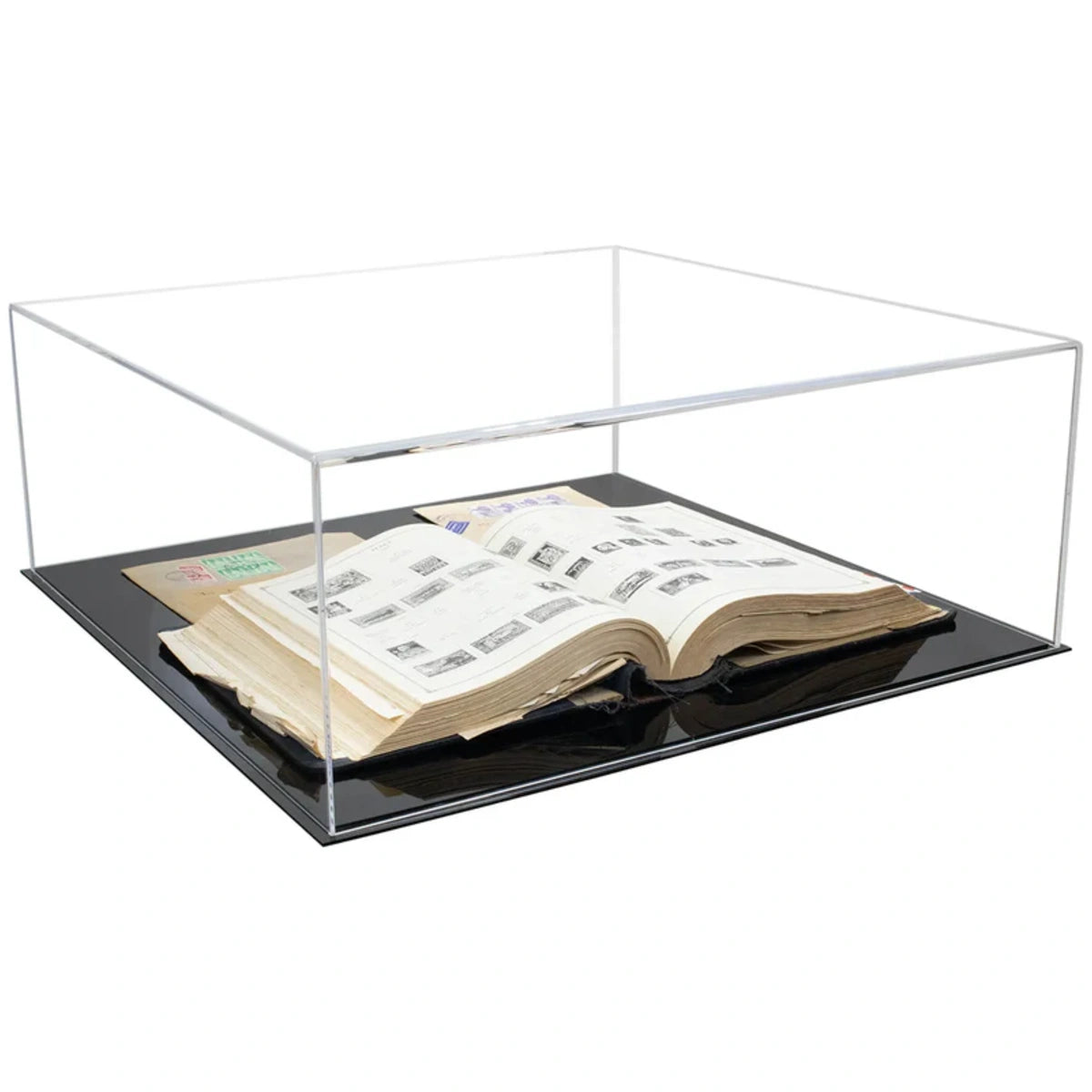 23.675" x 23.675" x 9" Acrylic Book Table Top Display Case Clear Plastic Box