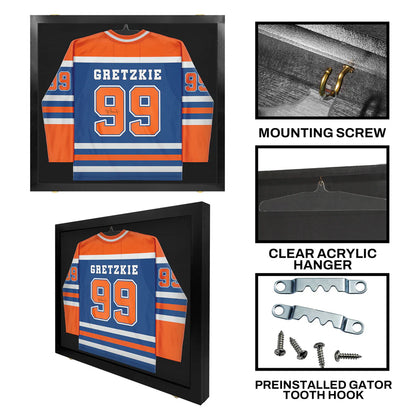 Jersey Display Case - Extra Large UV Protection Hockey Black Wood