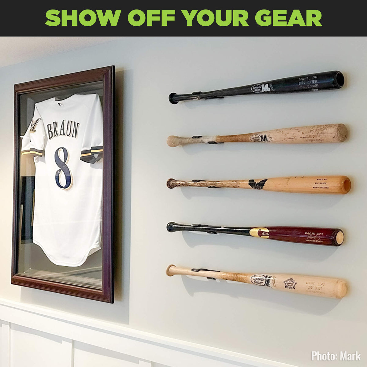 Steel Horizontal Full Size Baseball Bat Mount