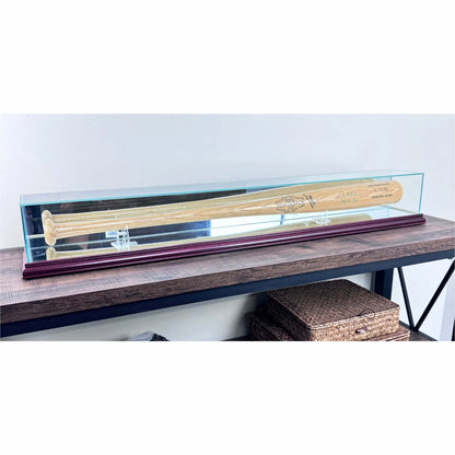 Real Glass Tabletop Baseball Bat Display Case. Premium hardwood and UV Protection.