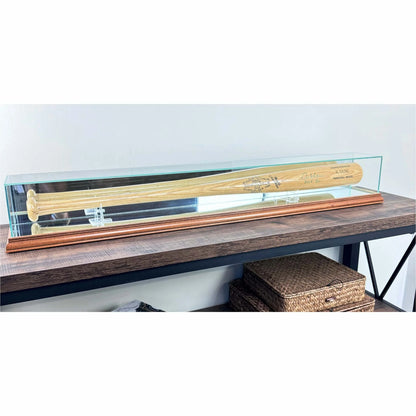 Real Glass Tabletop Baseball Bat Display Case. Premium hardwood and UV Protection.