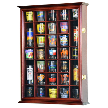 Shot Glass Display Case Holders | Wall-Mounted Wood Cabinets & Racks ...