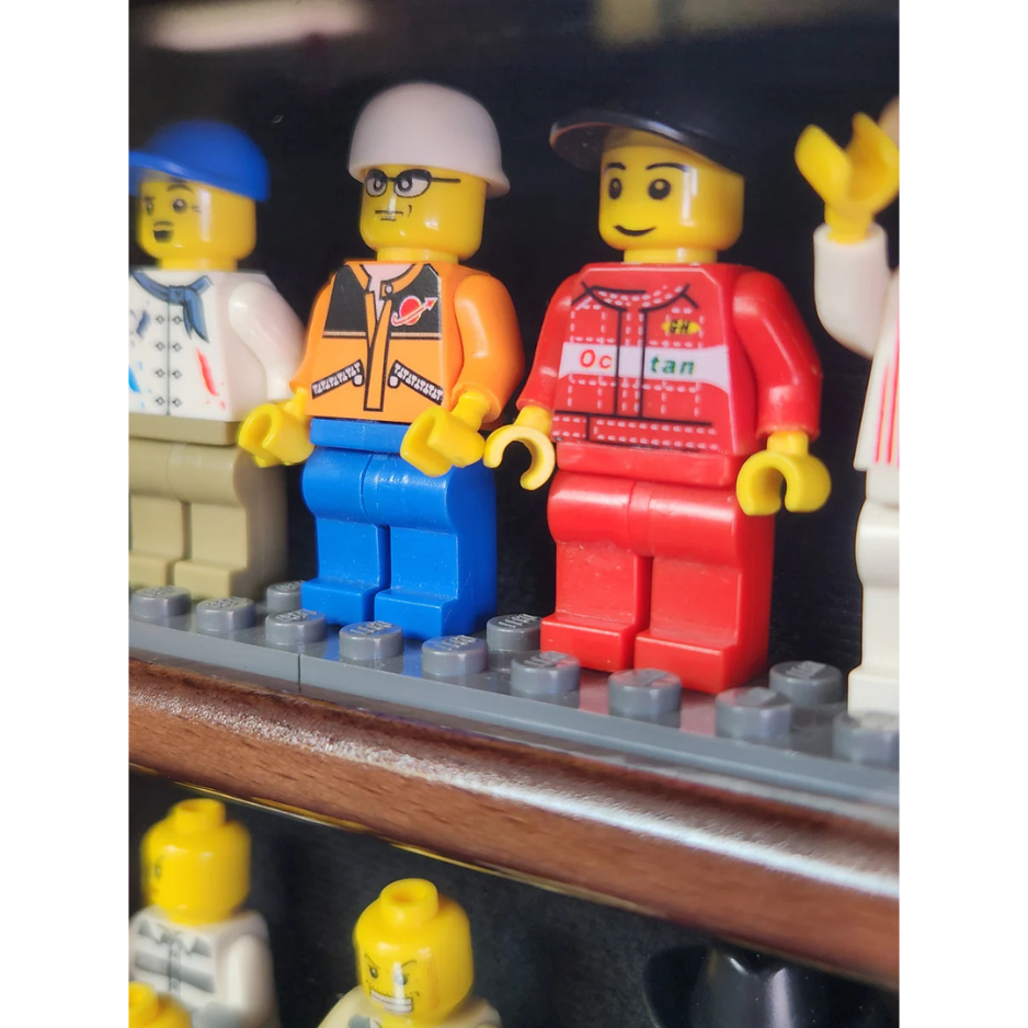 32 Mini Figures Display Case Cabinet UV Protection LEGO Figurine Wood