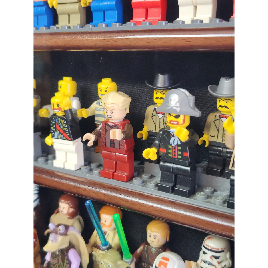32 Mini Figures Display Case Cabinet UV Protection LEGO Figurine Wood