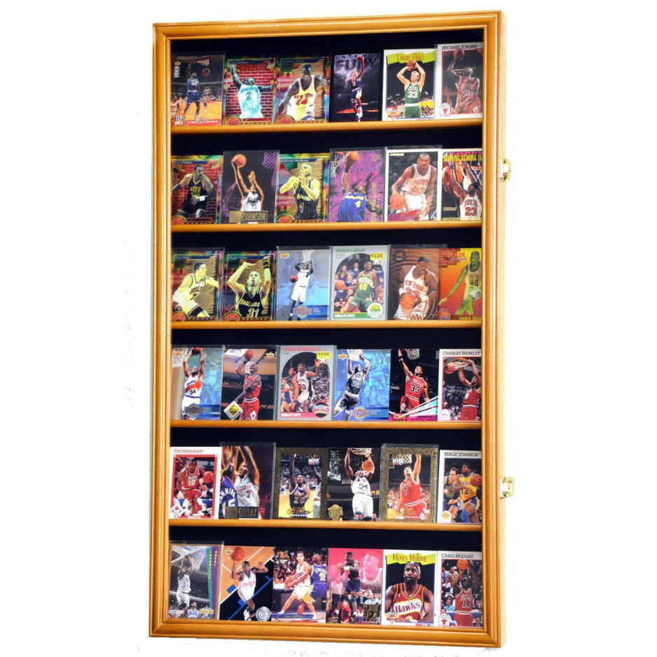 36 Ungraded Trading Sports Pokemon Baseball Card Display Case Oak Wood