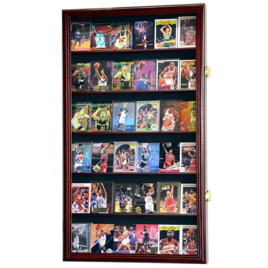 36 Ungraded Trading Sports Pokemon Baseball Card Display Case Cherry Wood