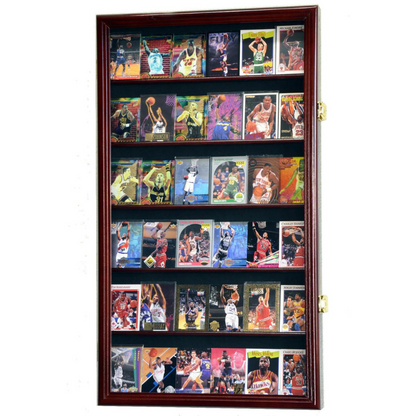 36 Ungraded Trading Sports Pokemon Baseball Card Display Case Cherry Wood