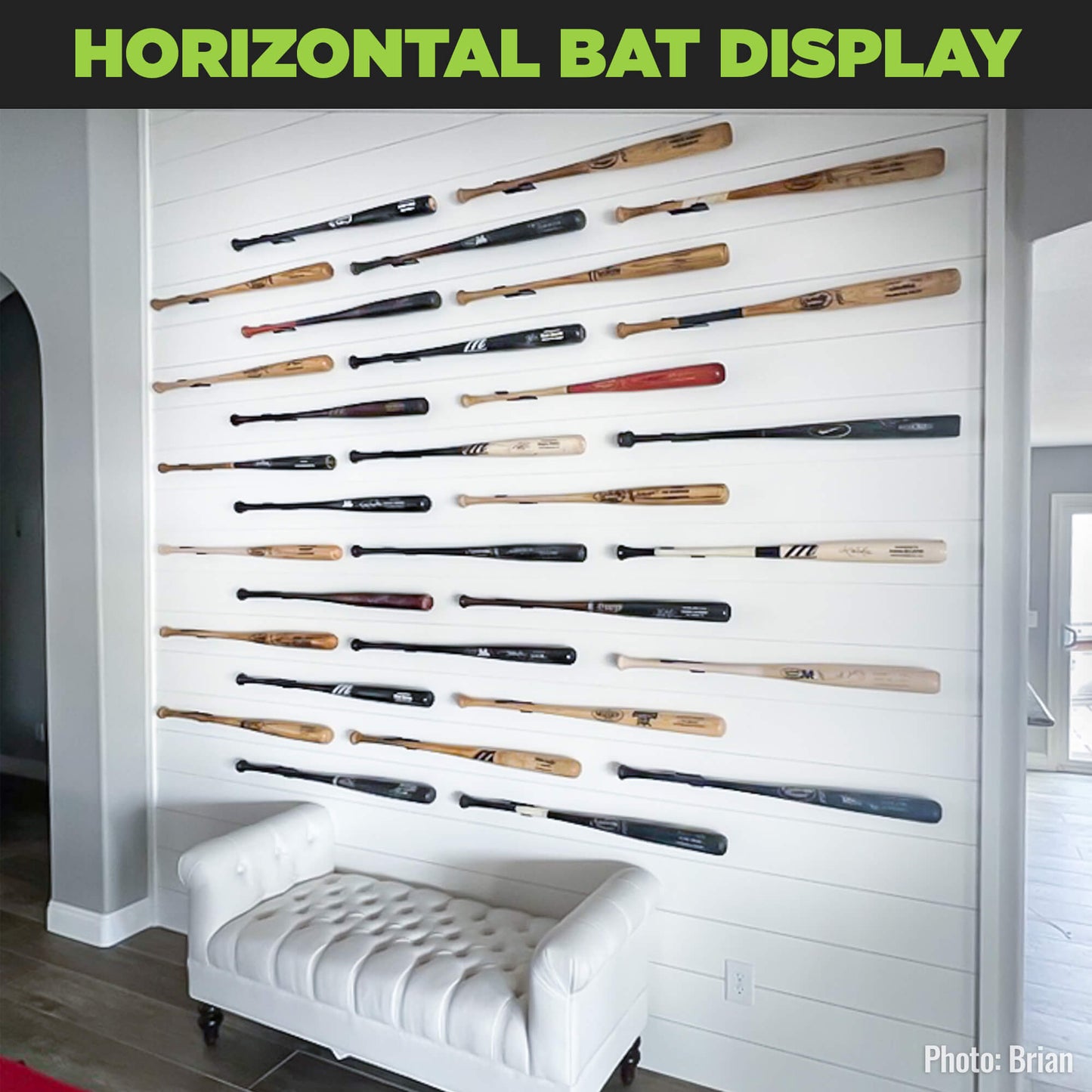 Steel Horizontal Full Size Baseball Bat Mount