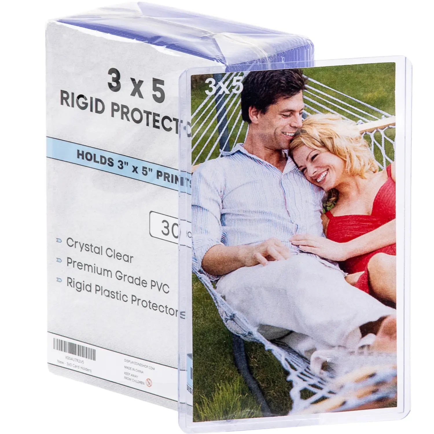 (30 Count) Display Zone 3x5 Index Card Topload Holder - Premium Clear Hard Plastic Protectors for Flashcard, Notecard, Recipe - Photo Sleeves - Flash Cards Top Loader Covers
