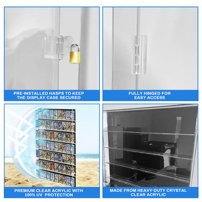 70 Ungraded - Acrylic Sports Baseball Trading Card Display Case Cabinet UV Protection