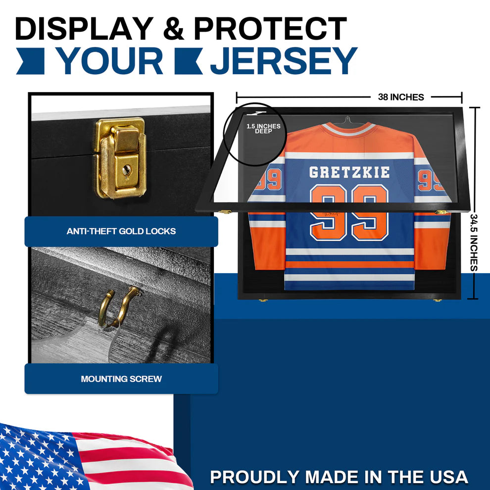Jersey Display Case - Extra Large UV Protection Hockey Black Wood