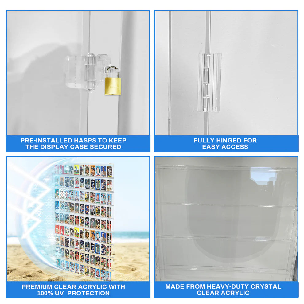 99 Ungraded - Acrylic Sports Baseball Trading Card Display Case Cabinet UV Protection