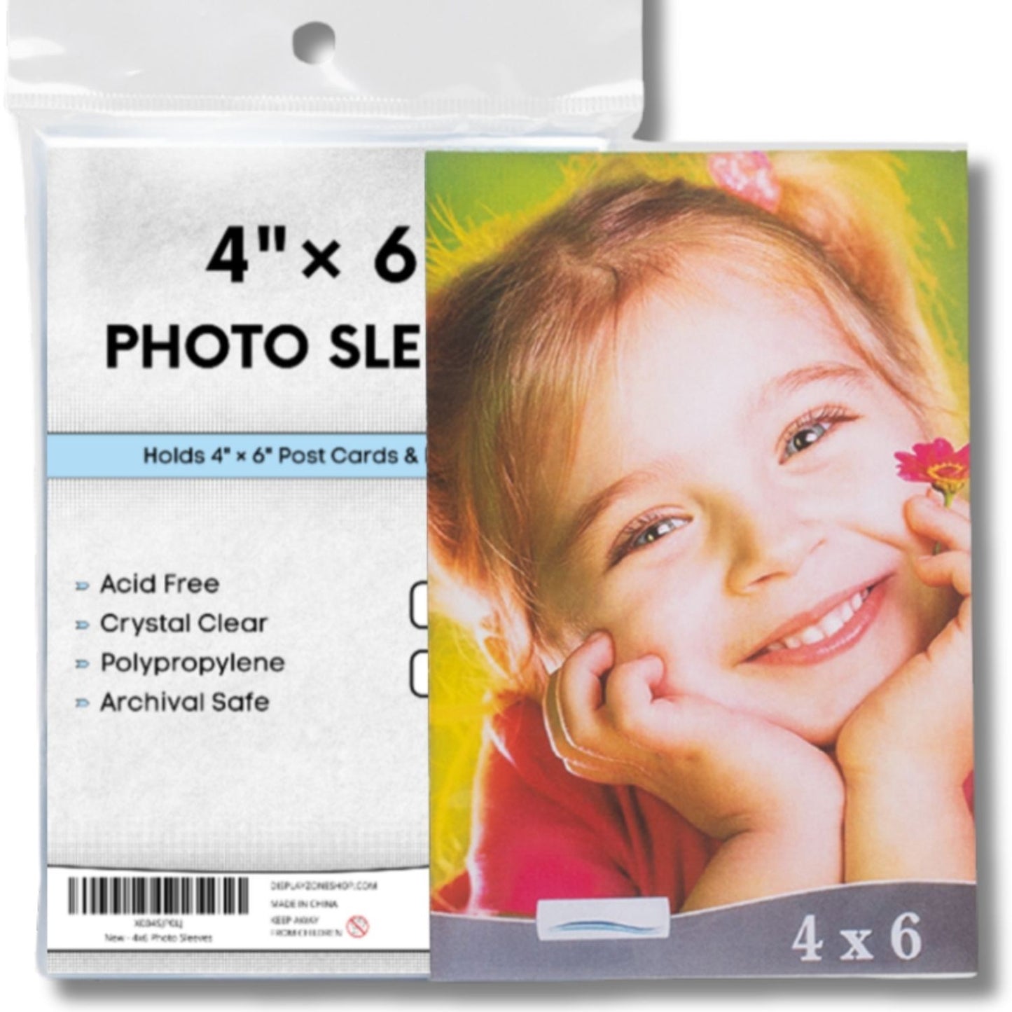 (200 Count) Display Zone 4x6 Photograph Sleeves - Crystal Clear Penny Sleeves for Pictures, Cards, Prints, and Postcards - Soft Plastic Photo Protectors