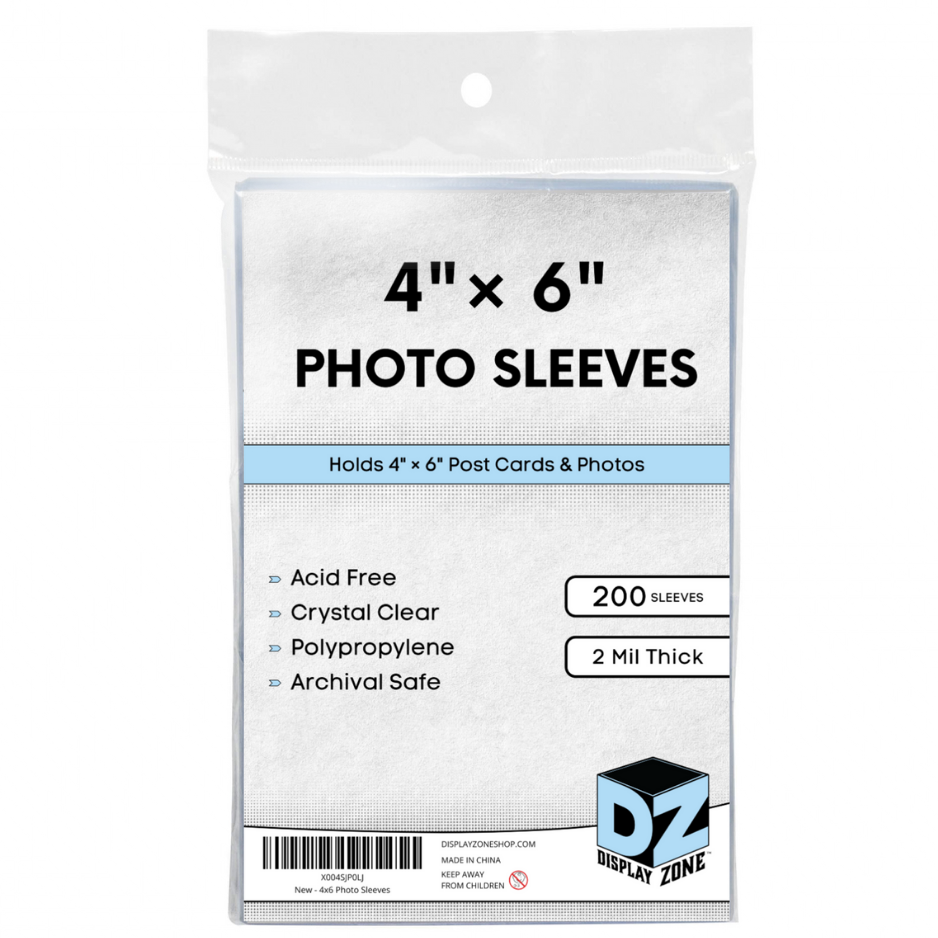 (200 Count) Display Zone 4x6 Photograph Sleeves - Crystal Clear Penny Sleeves for Pictures, Cards, Prints, and Postcards - Soft Plastic Photo Protectors