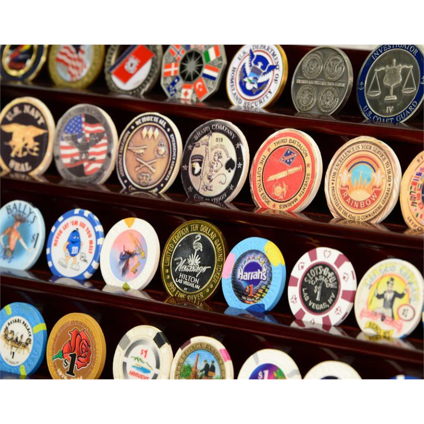 88 Military Challenge Coin Display Case Cabinet UV Protection