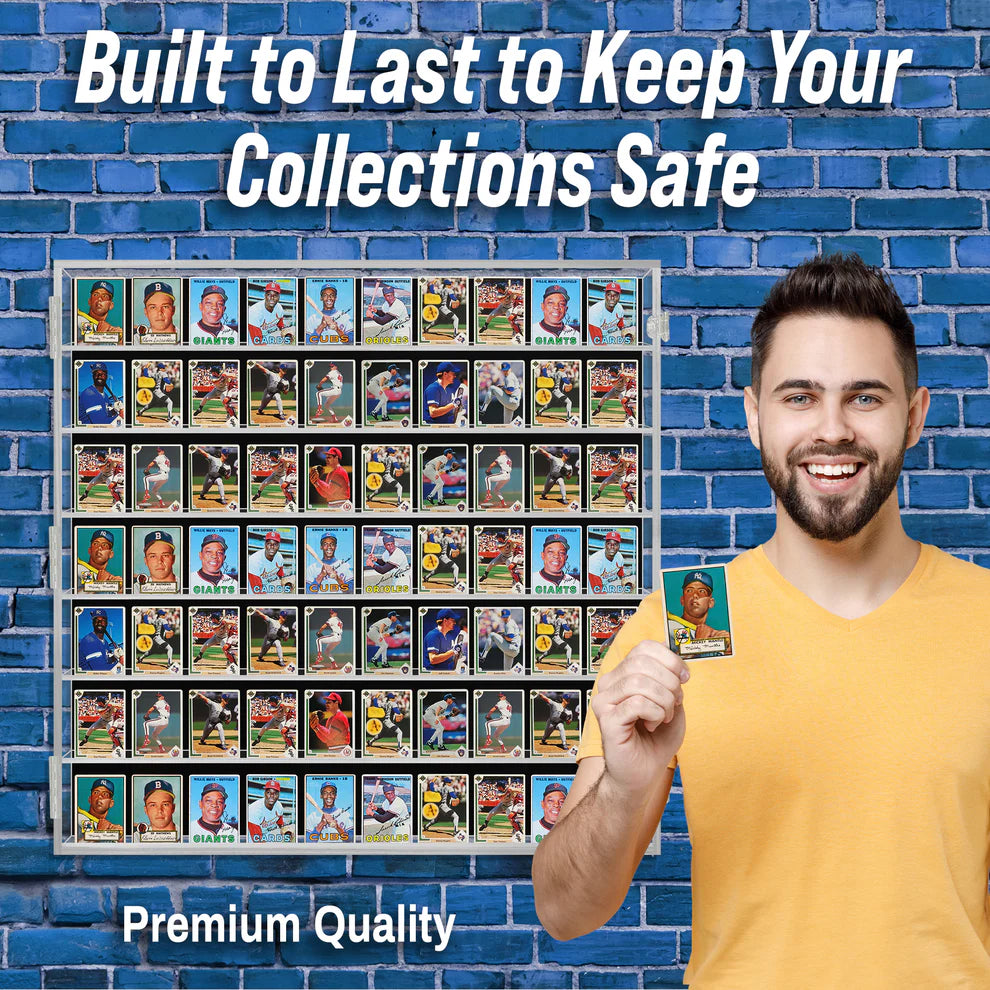 70 Ungraded - Acrylic Sports Baseball Trading Card Display Case Cabinet UV Protection