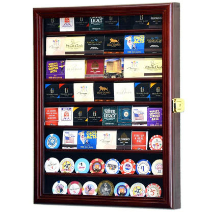 64 Matches Matchbook Display Case Cabinet UV Protection Cherry Wood