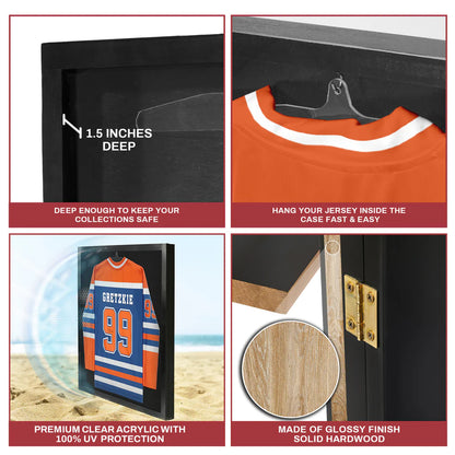 Jersey Display Case - Extra Large UV Protection Hockey Black Wood