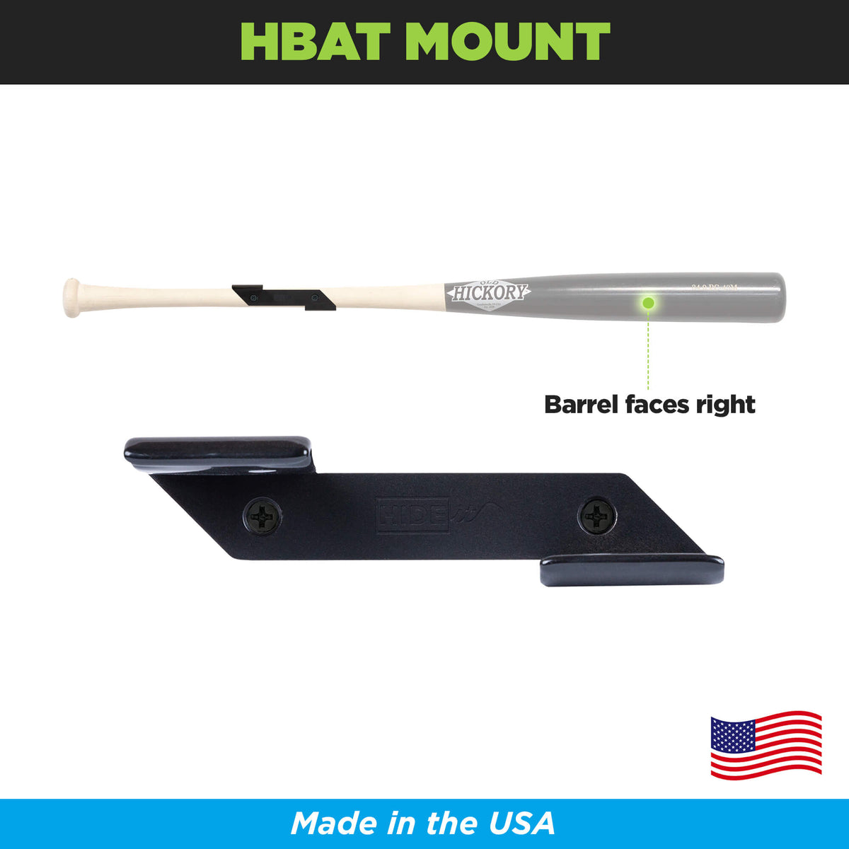 Steel Horizontal Full Size Baseball Bat Mount