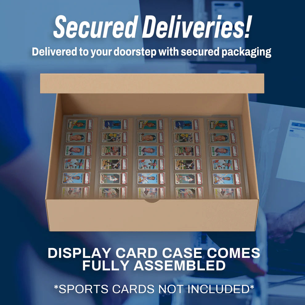 Sports Trading Card Display 35 PSA Graded Case Display Cabinet Made in USA