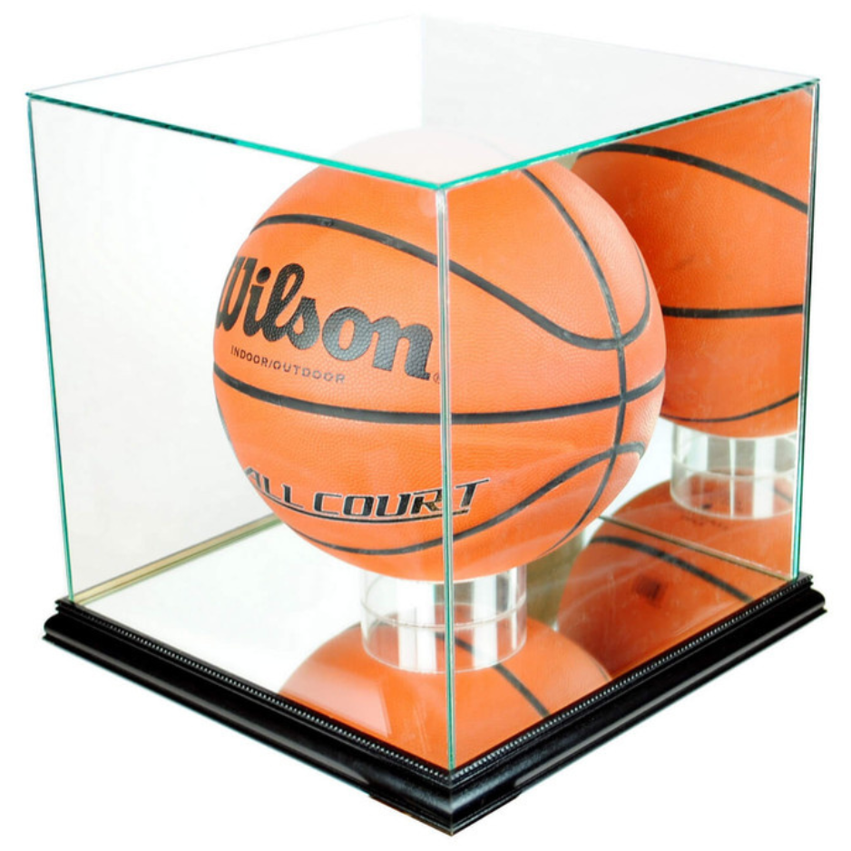 Real Glass Basketball Display Case UV Protection NBA Black Wood