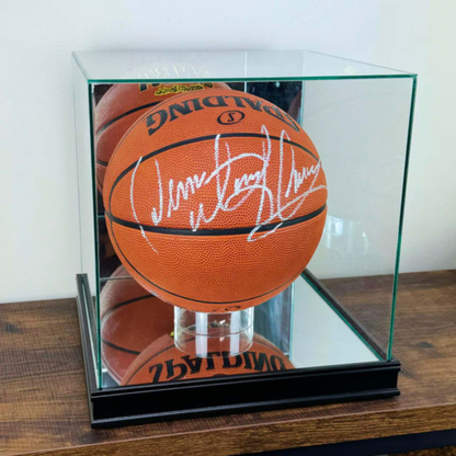 Real Glass Basketball Display Case UV Protection NBA Black Wood