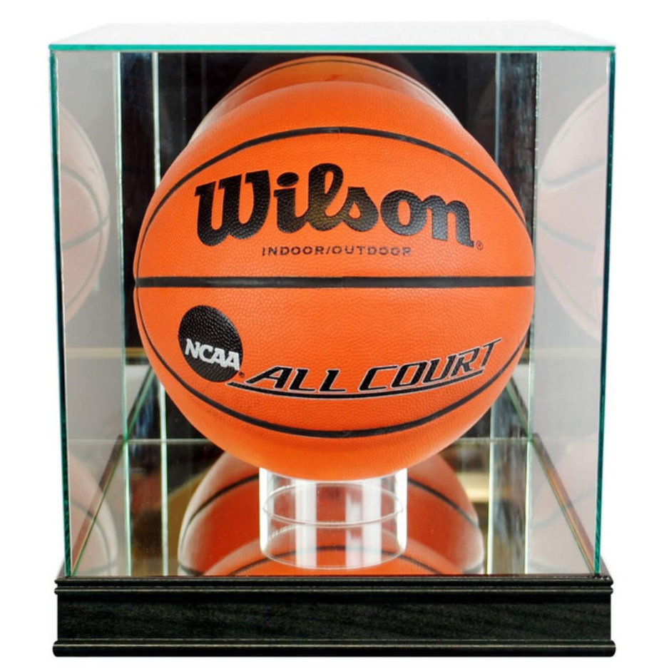Real Glass Basketball Display Case UV Protection NBA Black Wood