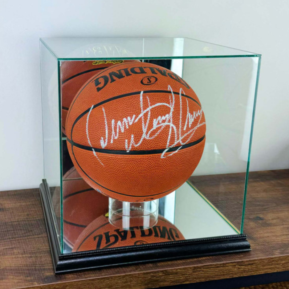 Real Glass Basketball Display Case UV Protection NBA Black Wood