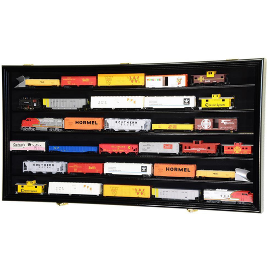 HO Scale Train Display Case Cabinet UV Protection Black Wood